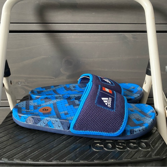 Adidas Adilette Comfort X Lego® Slides Men 8 Women 9 Navy, Blue Rush GW0823 - Picture 2 of 6